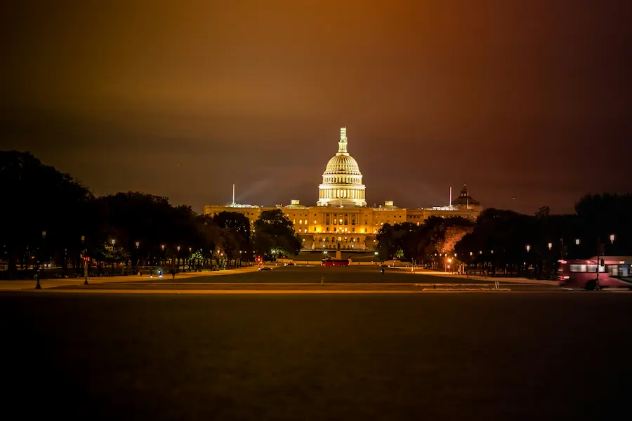 The Capitol dome at dusk